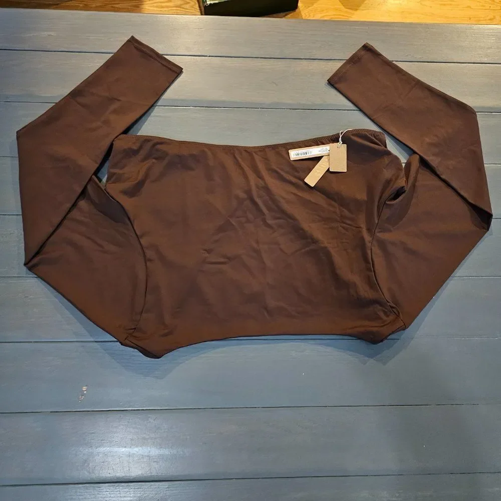 SKIMS Women's Cocoa Signature Swim Long Sleeve Shrug Size 3X
